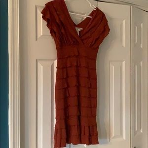 Max Studio burnt orange ruffle dress